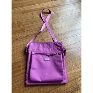 baggallini crossbody messenger bag Travel Flap Zip Nylon Organizer Pockets PINK